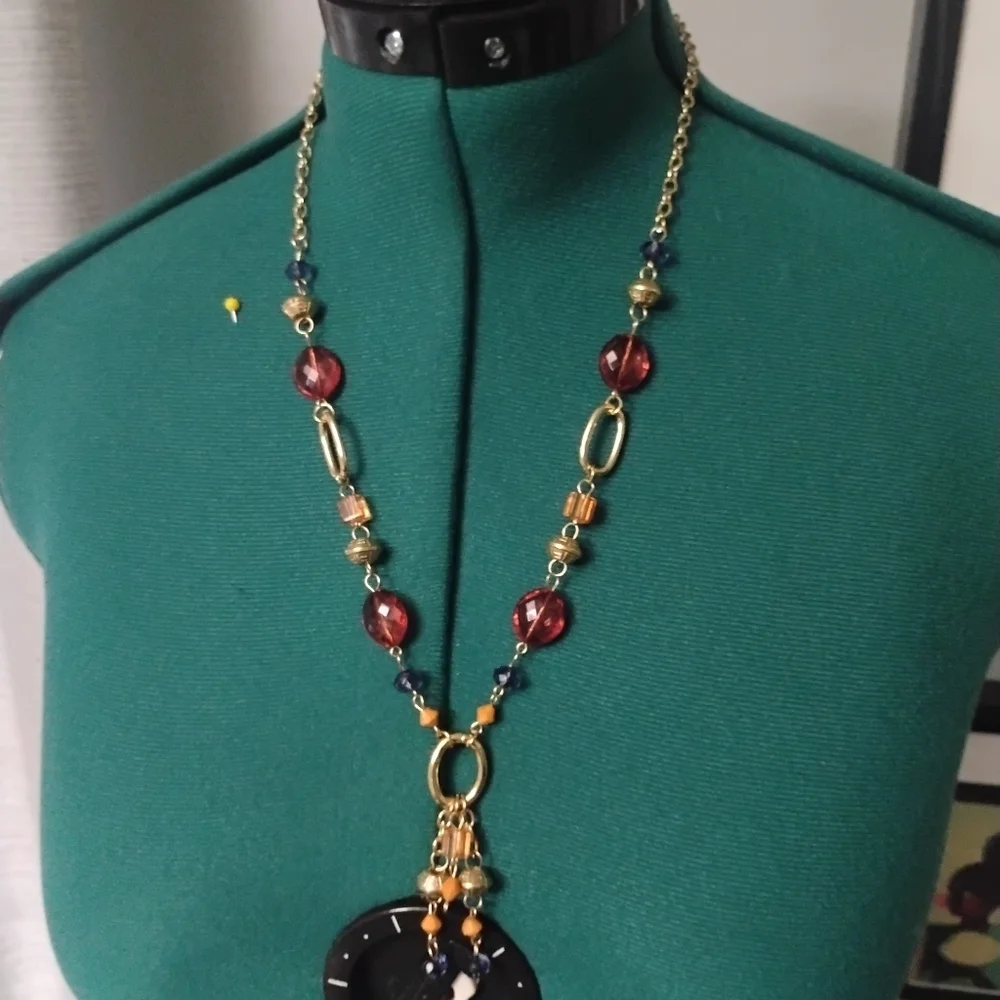 Lonna & Lilly Goldtone Tube Chain Multi-Disc Necklace NWT